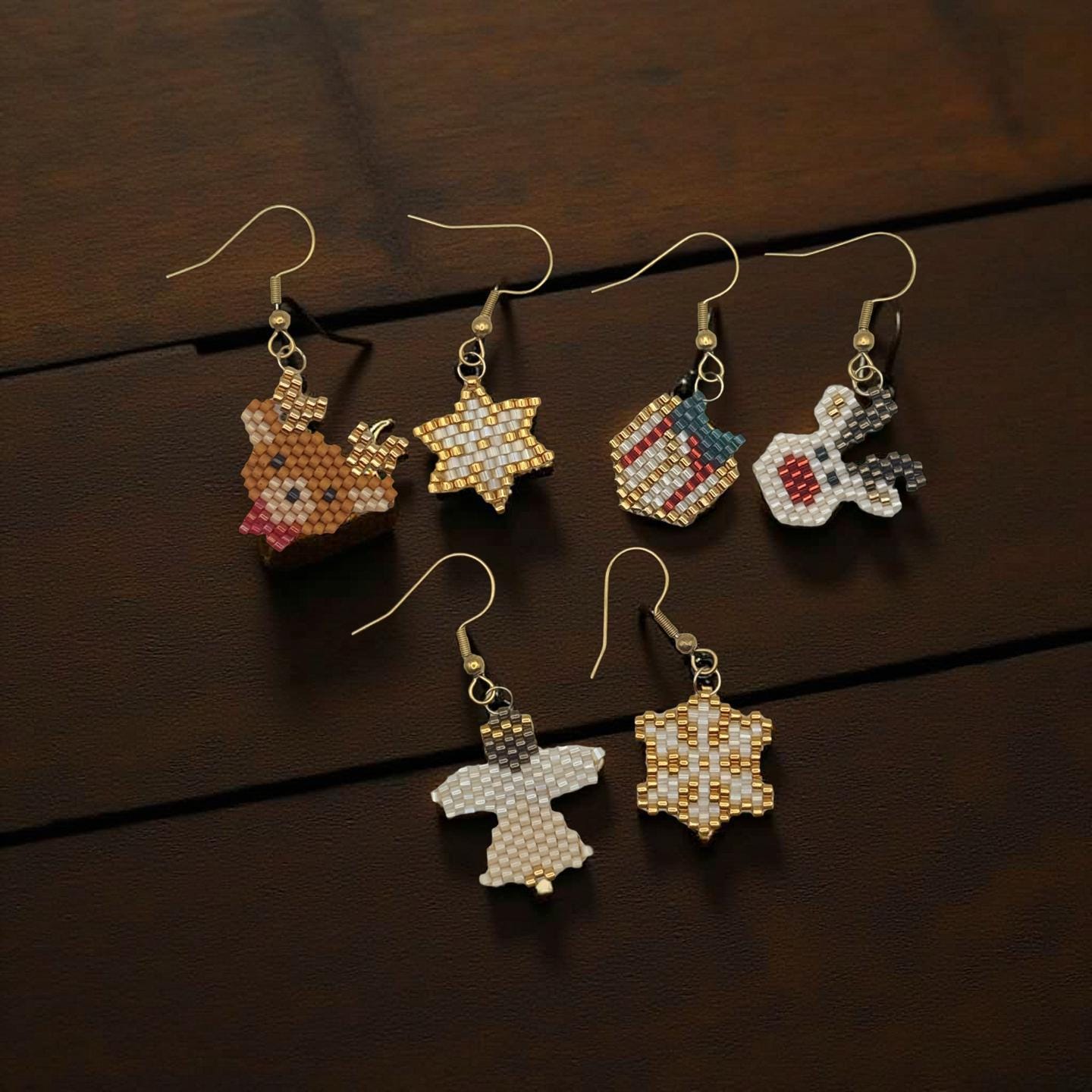 Miyuki Christmas Earrings – Handmade Beaded Earrings with Christmas Motifs – Lightweight Christmas Jewelry Gift Idea