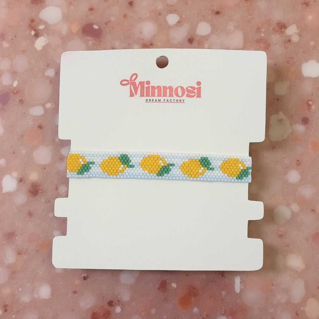 Handmade citrus bracelet – lemon bead bracelet – summer boho jewelry – lemon bracelet – gift for women