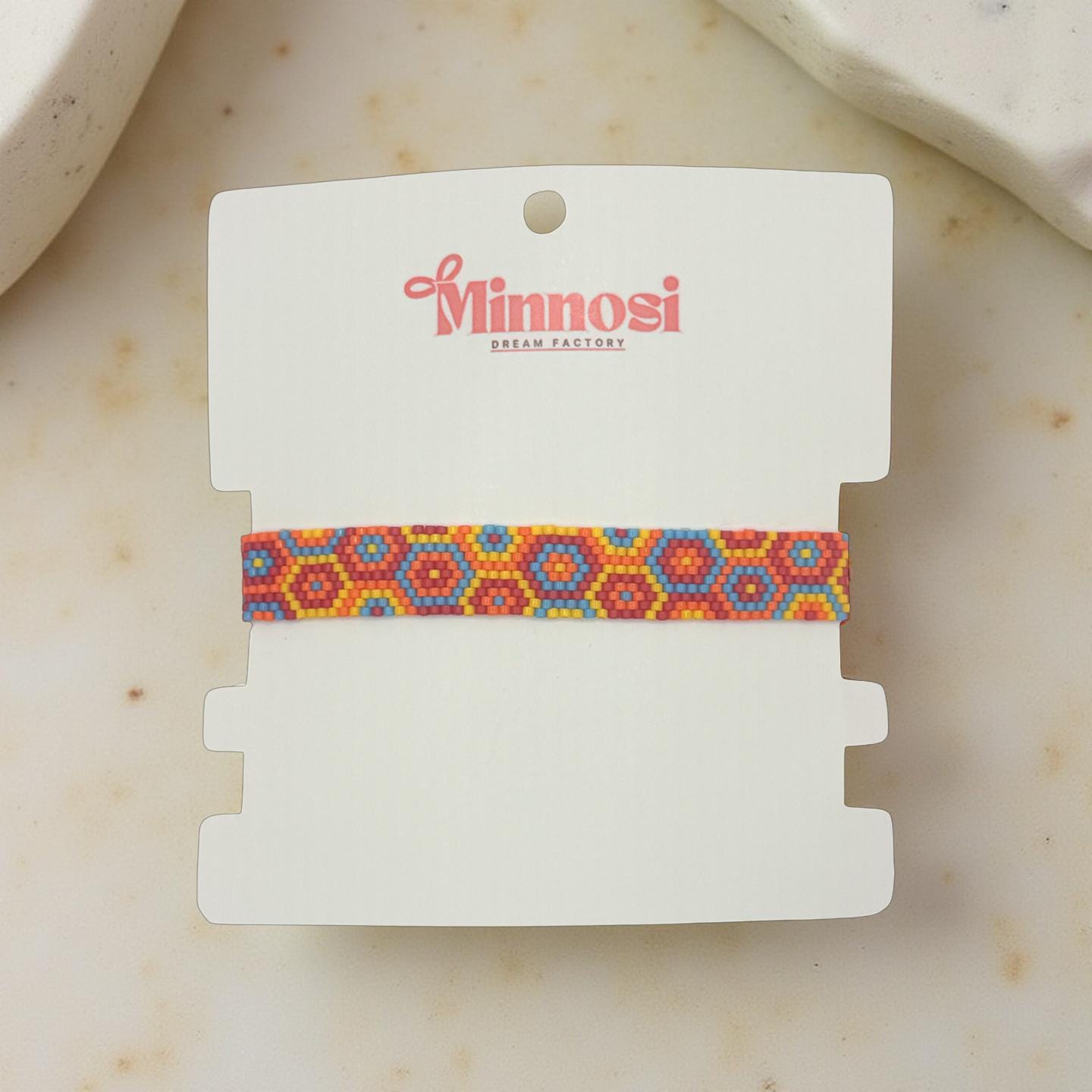 Handmade Mandala Beaded Bracelet – Boho Ethnic Bracelet in Orange & Blue – Spiritual Jewelry – Summer Accessory