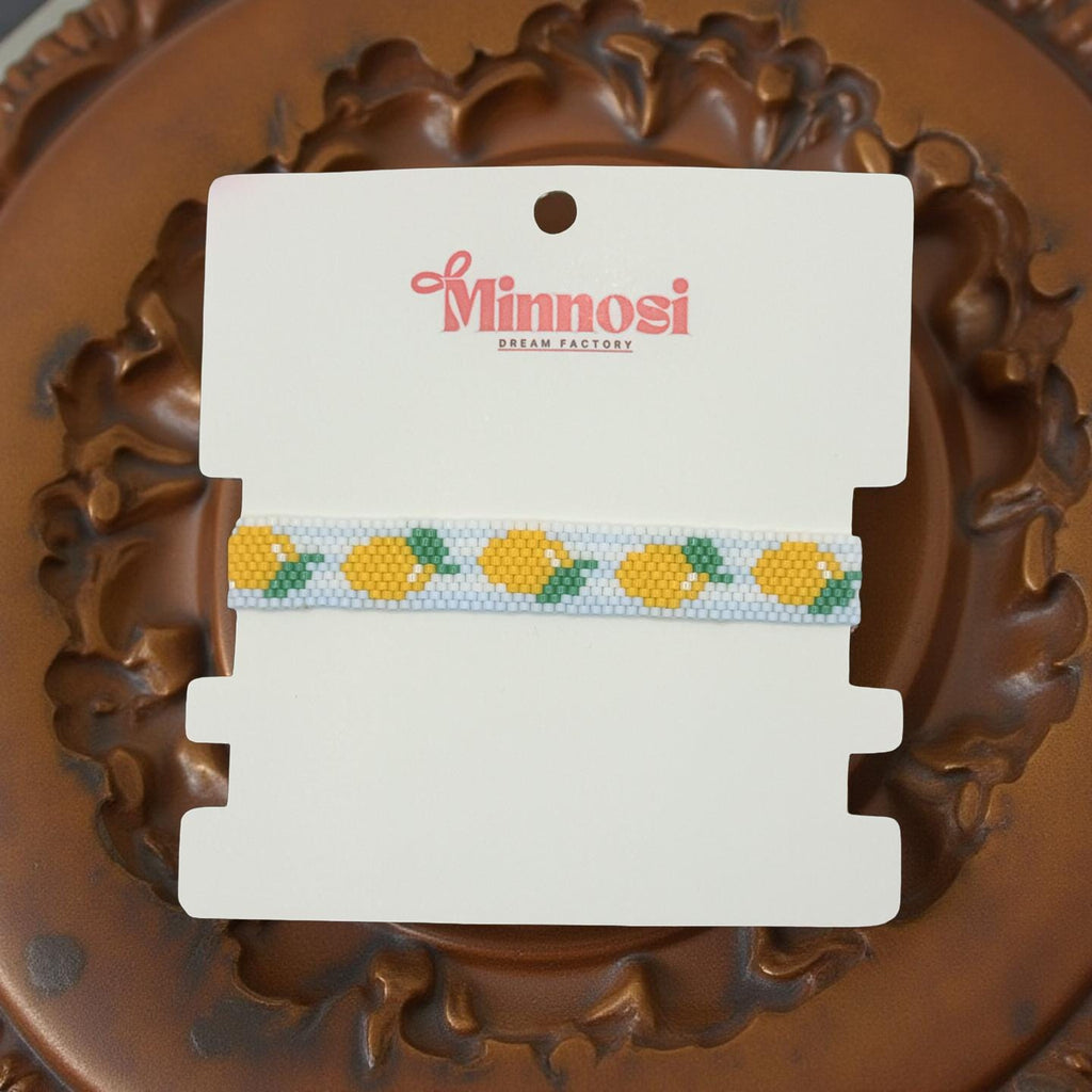 Handmade citrus bracelet – lemon bead bracelet – summer boho jewelry – lemon bracelet – gift for women