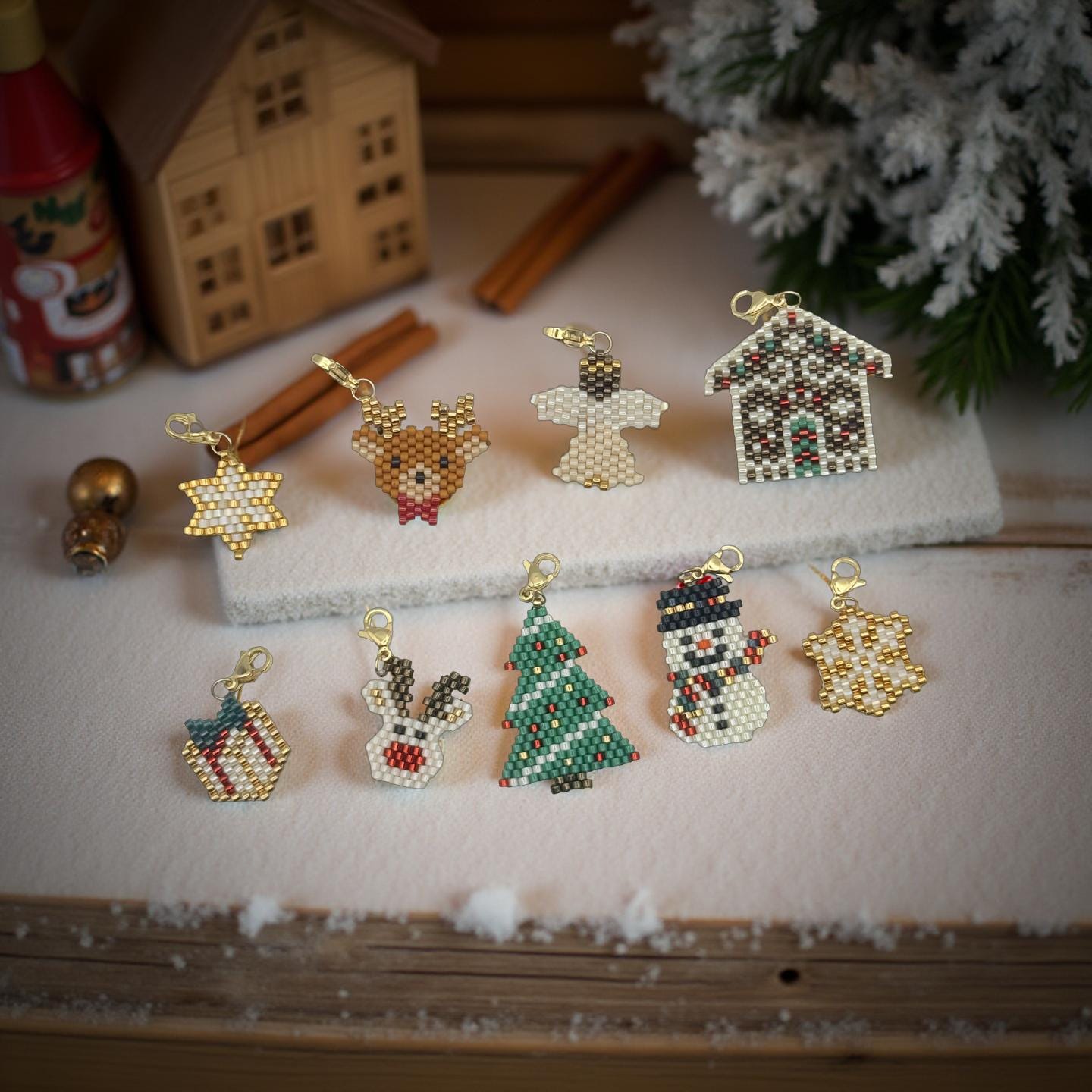 Miyuki Christmas Earrings – Handmade Beaded Earrings with Christmas Motifs – Lightweight Christmas Jewelry Gift Idea